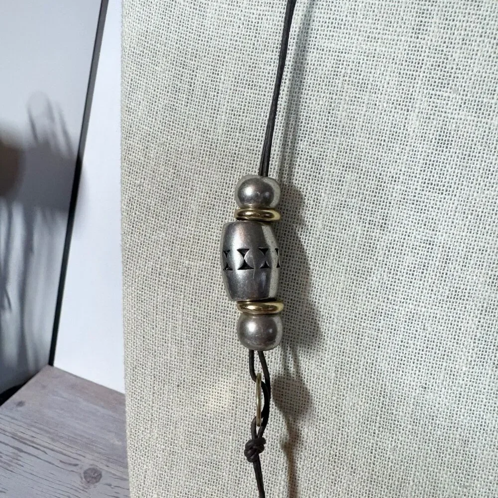 Chico’s Mixed Metal Gold Silver Bohemian Chunky Beaded Long Necklace 30”